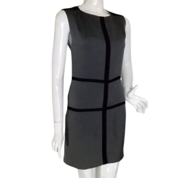 RAG & BONE Dress, 2, Gray Satin, Black Bands, Sleeveless, Back Zip, Crew neck - Picture 3 of 14